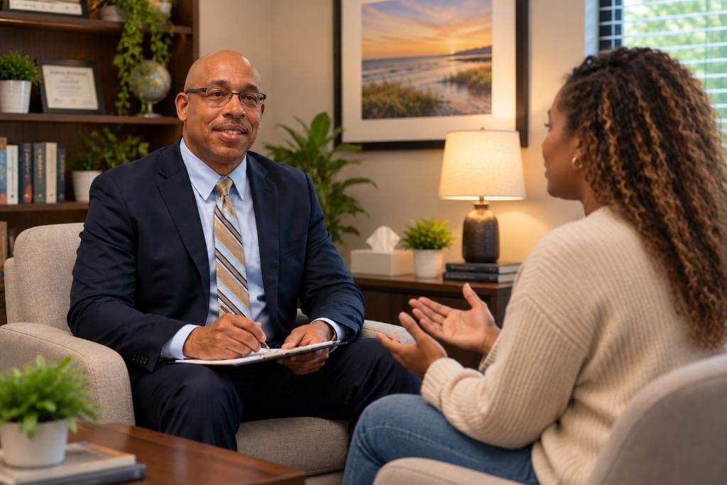 Provider consulting with adult patient about ADHD treatment
